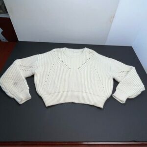 Apiece Apart Cream Crewneck Wool Sweater‎ APPROX. Size LARGE No Size Tag *FLAWED
